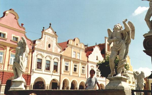 Particolare di una statua nella piazza di Telc