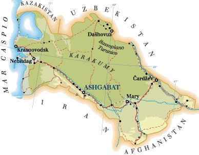 Cartina del Turkmenistan