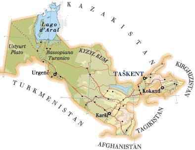 Cartina dell'Uzbekistan