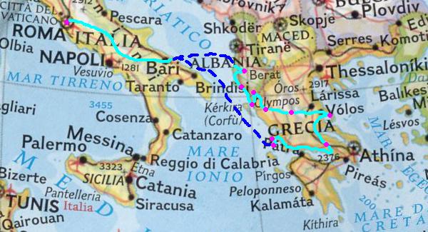 Itinerario effettuato in GreciAlbania 2008