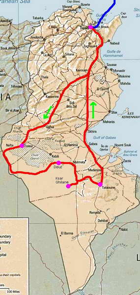 Itinerario seguito per Tunisia 2006